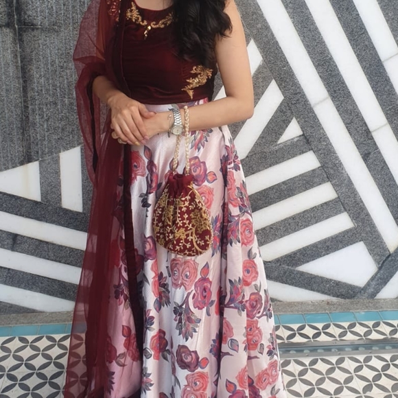 poshak Other - Crop Top Skirt Lehanga Dress.  Velvet  Blouse . heavy wedding Lehanga Cocktail